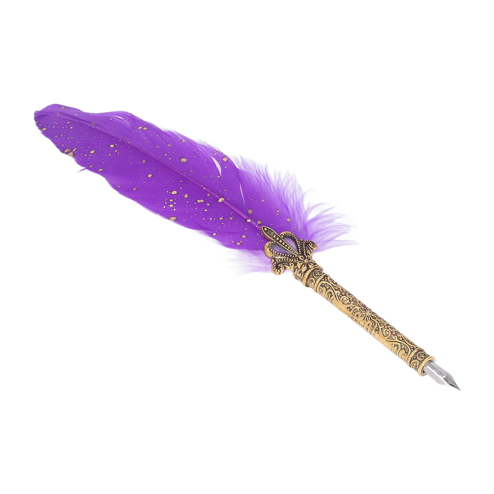Feather Pen, Quill Pen Set Retro Elegant Wear Resistant Exquisite Pattern  For Home For Office For School Purple