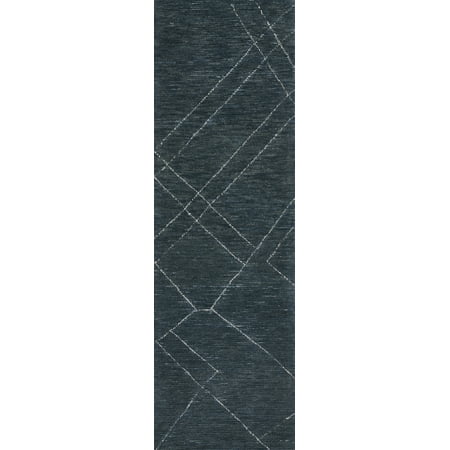 Momeni Everett Hand Tufted Wool Geometric Blue Area Rug 2 3  X 8  Runner