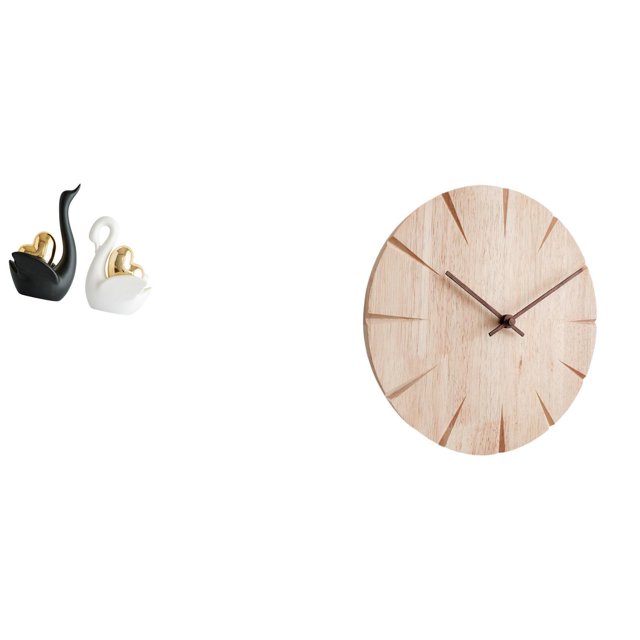 Elegantes Figuras De Pareja De Cisnes Con Reloj De Pared De Madera Maciza, Adorno Creativo De Mesa, Artesanía Decorativa, Regalo Silencioso Que No Hace Tictac Para La Entrada Del Restaurante,