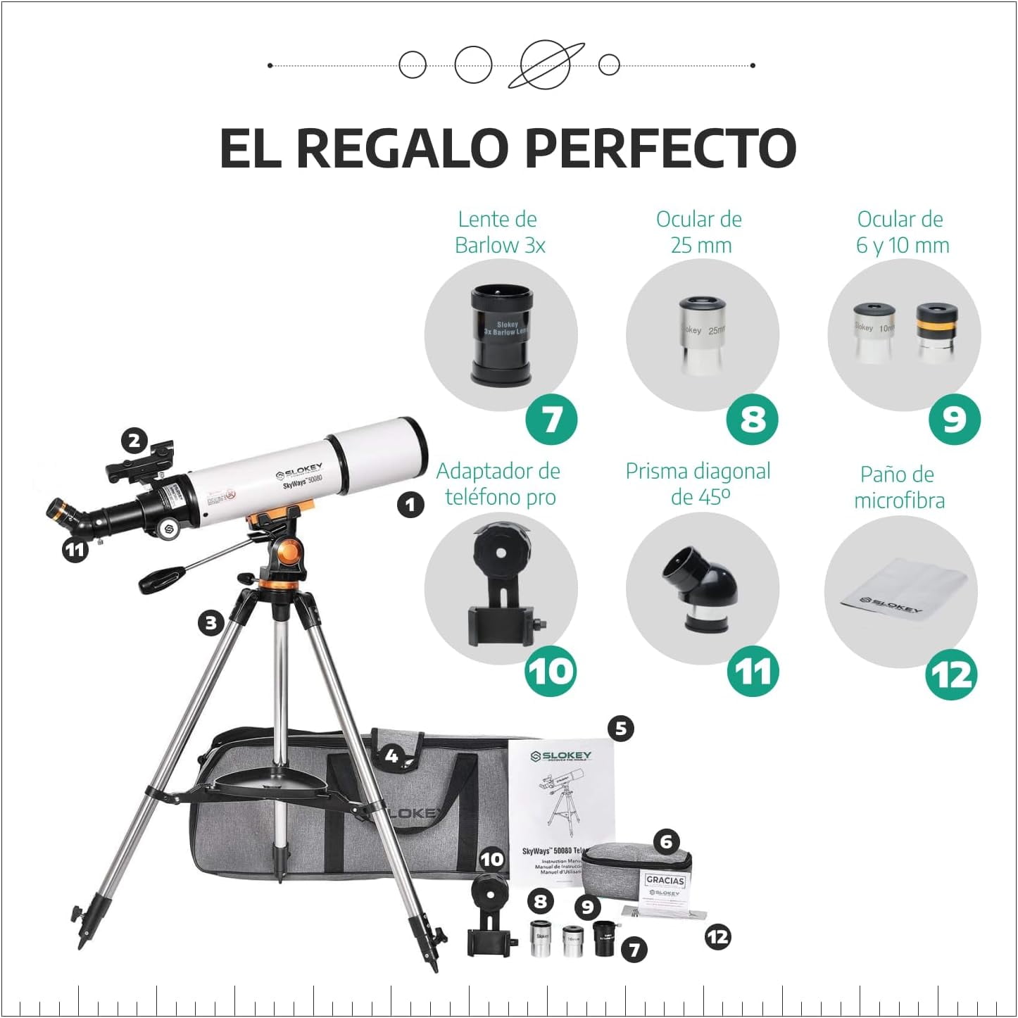 Slokey SkyWays 50080 31mm Refractor Telescope with Barlow Lens