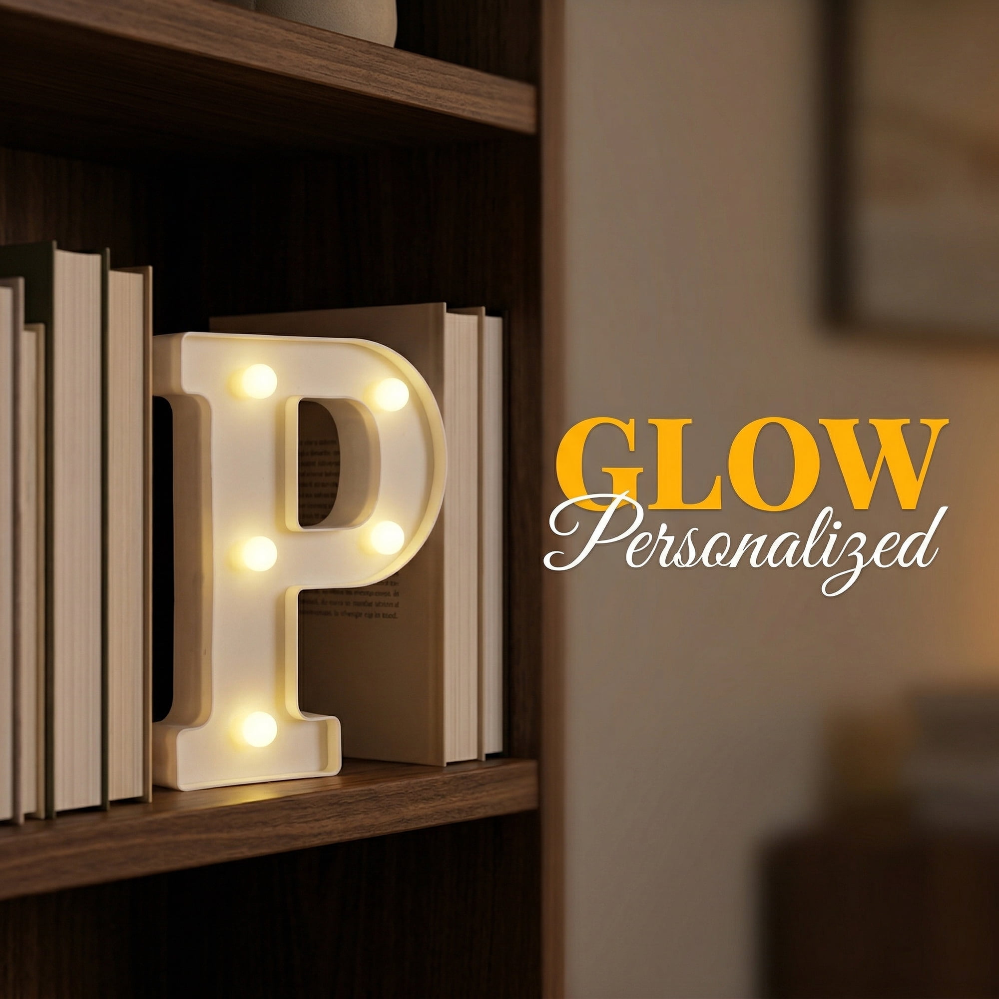 Unique Bargains Marquee Letters With Lights LED Light Up Signs Letter P 5"L x 1.1"W x 6.1"H
