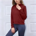 thumbnail image 3 of Stamzod Cropped Sweatshirts for Women 2025 Solid Color Quarter Zip Pullover Women Tops with Pocket Fall Fashion Must Haves Wine S, 3 of 7