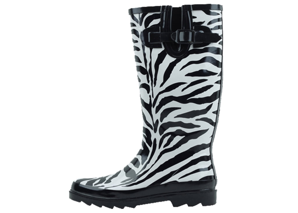 Starbay Women's Rubber Rain Boots, Zebra Print