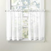 Emelia sheer White 24" kitchen curtain tier