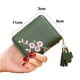 thumbnail image 2 of Cartera corta estilo estudiante para niña con bordado de cuero PU y flores, color verde, 2 of 5