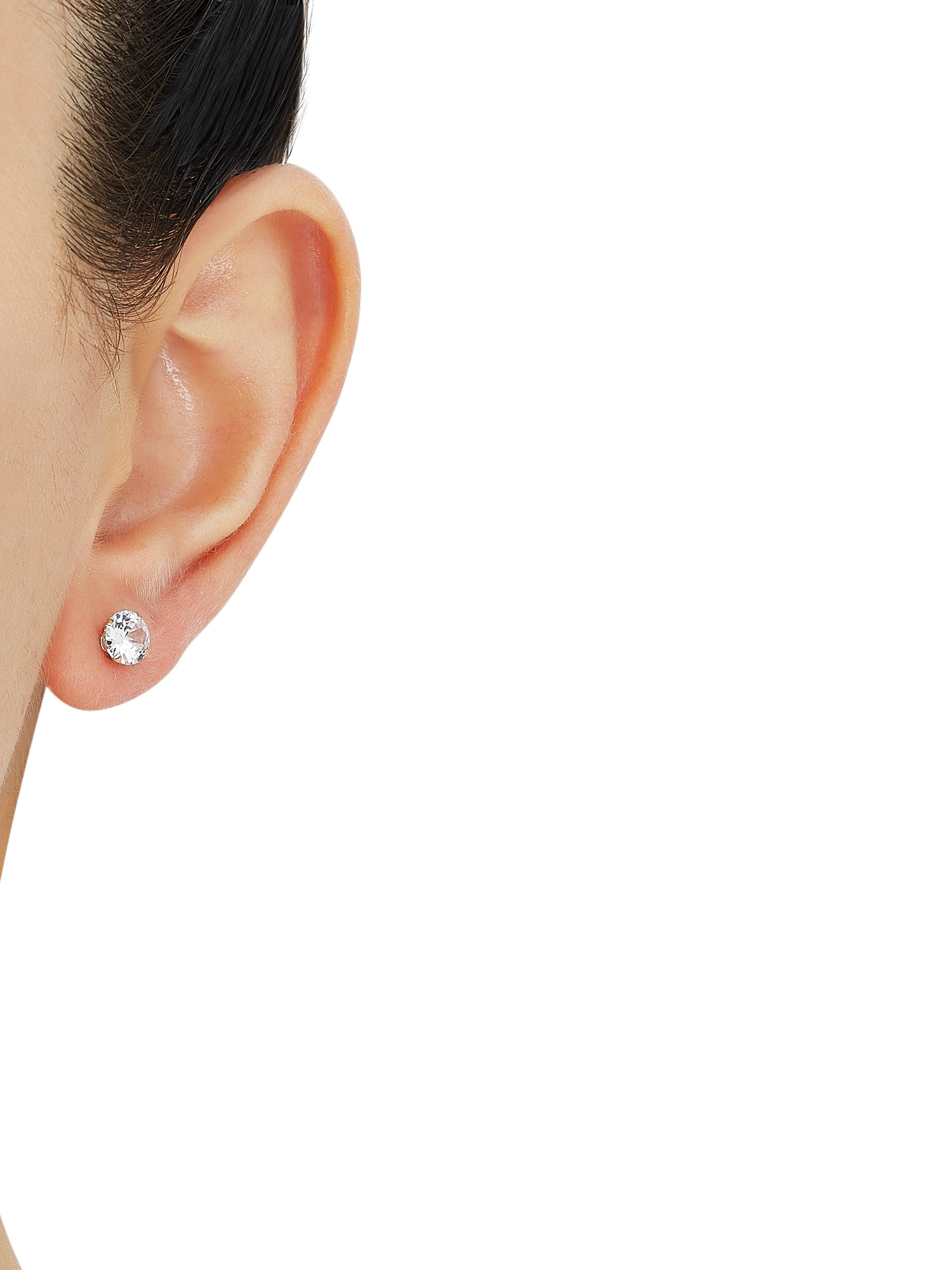 Brilliance Fine Jewelry Cubic Zirconia 6MM Studs and Dolphins Hoops Set in 10K Yellow Gold