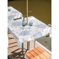 thumbnail image 2 of Outdoor Tablecloth with Umbrella Hole for Patio/Picnic/Party/Camping, Blue Coastal Waterproof Table Cloth Square Cover Washable, Summer Beach Ocean Coral Sea Turtle Starfish (54"x 54"), 2 of 8
