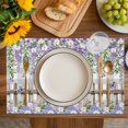 thumbnail image 4 of Spring Purple Flowers Placemats Set of 12, Farmhouse Leaves Fences Gray Plaid Placemats for Dining Table, Place Mats for Kitchen Tabletop, Waterproof Wipeable Dining Table Mats Set, 4 of 9