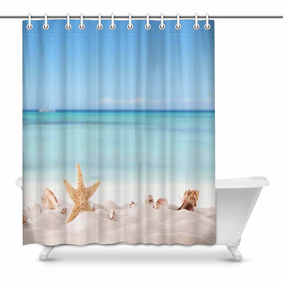 Pop Summer Sandy Beach Shells And Starfish Shower Curtain Bathroom Decor Set 60x72 Inch Walmart Canada