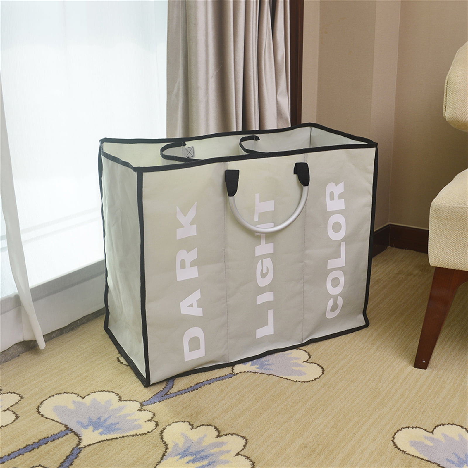 Private Jungle Three Lattice Large Capacity Laundry Basket Slim Laundry Baskets Dirty Laundry Hamper Basket Home Corner Bin,Light Gray