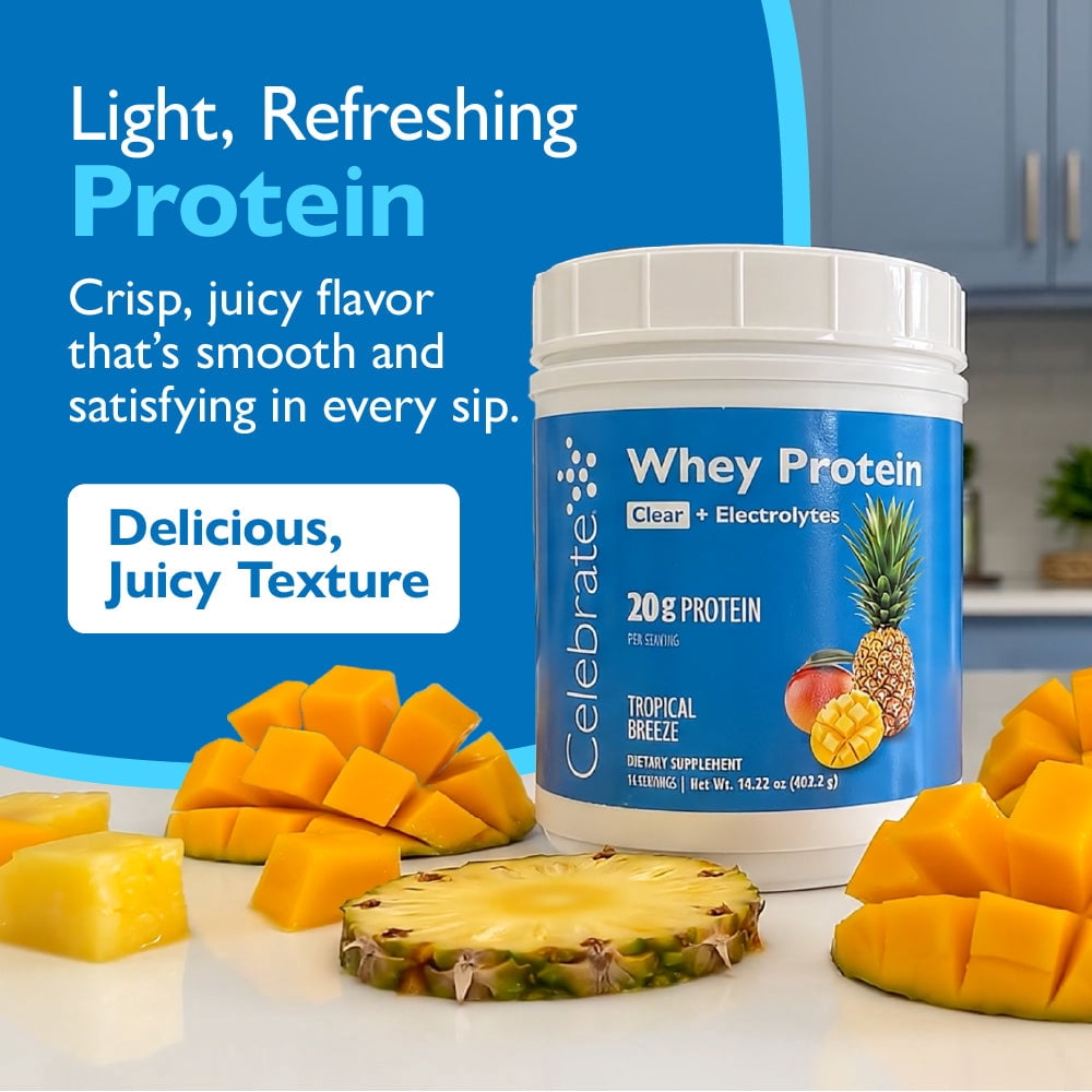 Celebrate - Whey Protein Clear + Electrolytes - Tropical Breeze