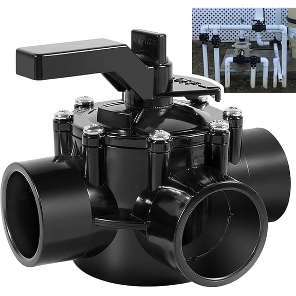 4715 3 Port 1-1/2 to 2-Inch Positive Seal NeverLube Valve Compatible with Jandy, 1.5 Inch 3 Way Diverter Valve for Pool, Bathtub and Spa, CVPC
