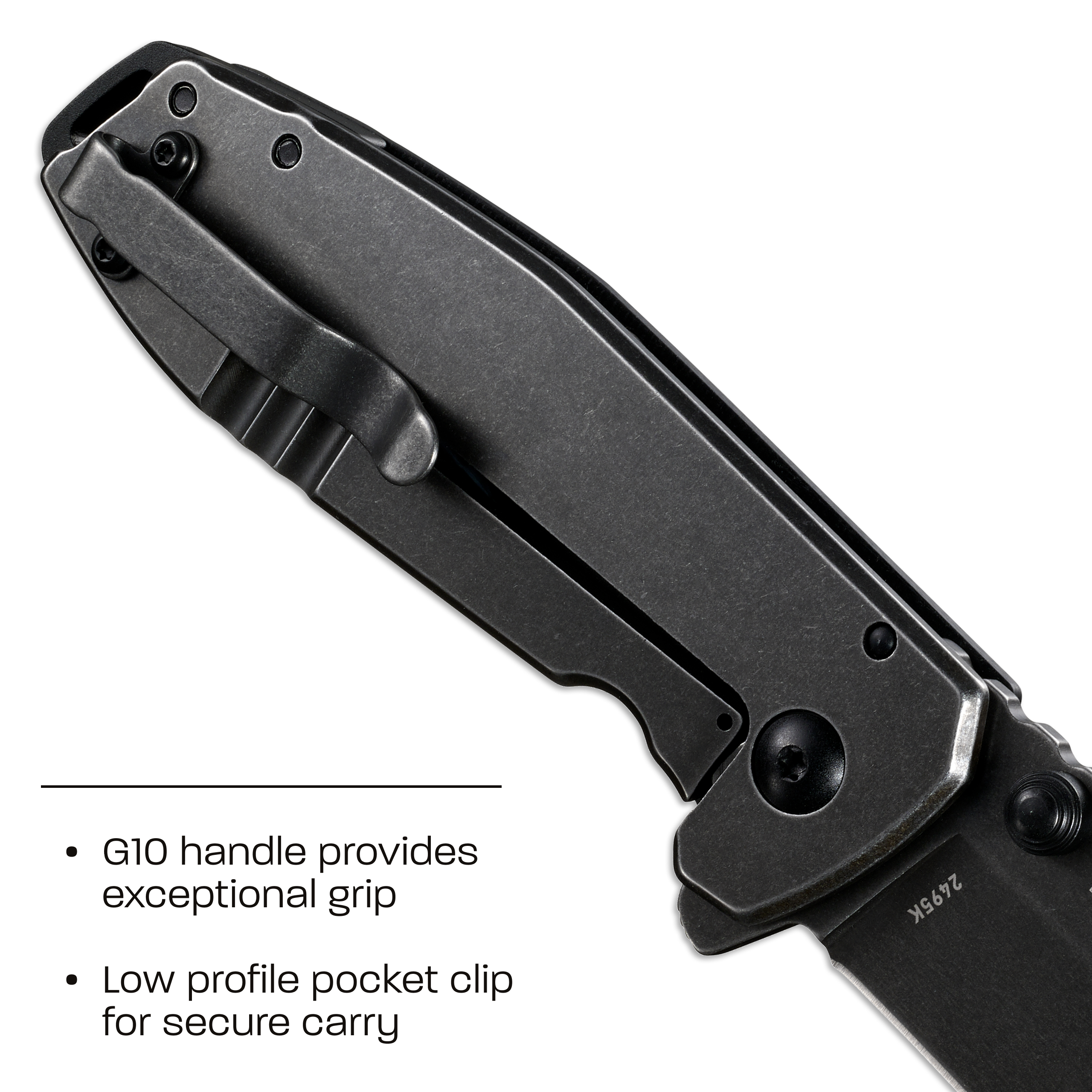 CRKT Squid XM Everyday Carry Assisted Folding Knife with Frame Lock: D2 Plain Edge Blade, G10 Handle, Pocket Clip, 2495K