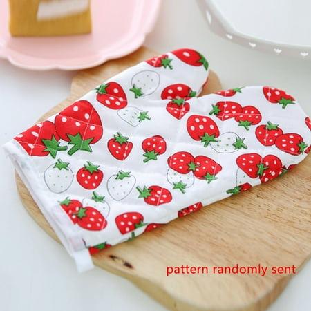 

Elenxs Oven Glove Non-Slip Insulated Mitt Heat-Resistant Kitchen Cooking Protection Mitt Color and Pattern Random