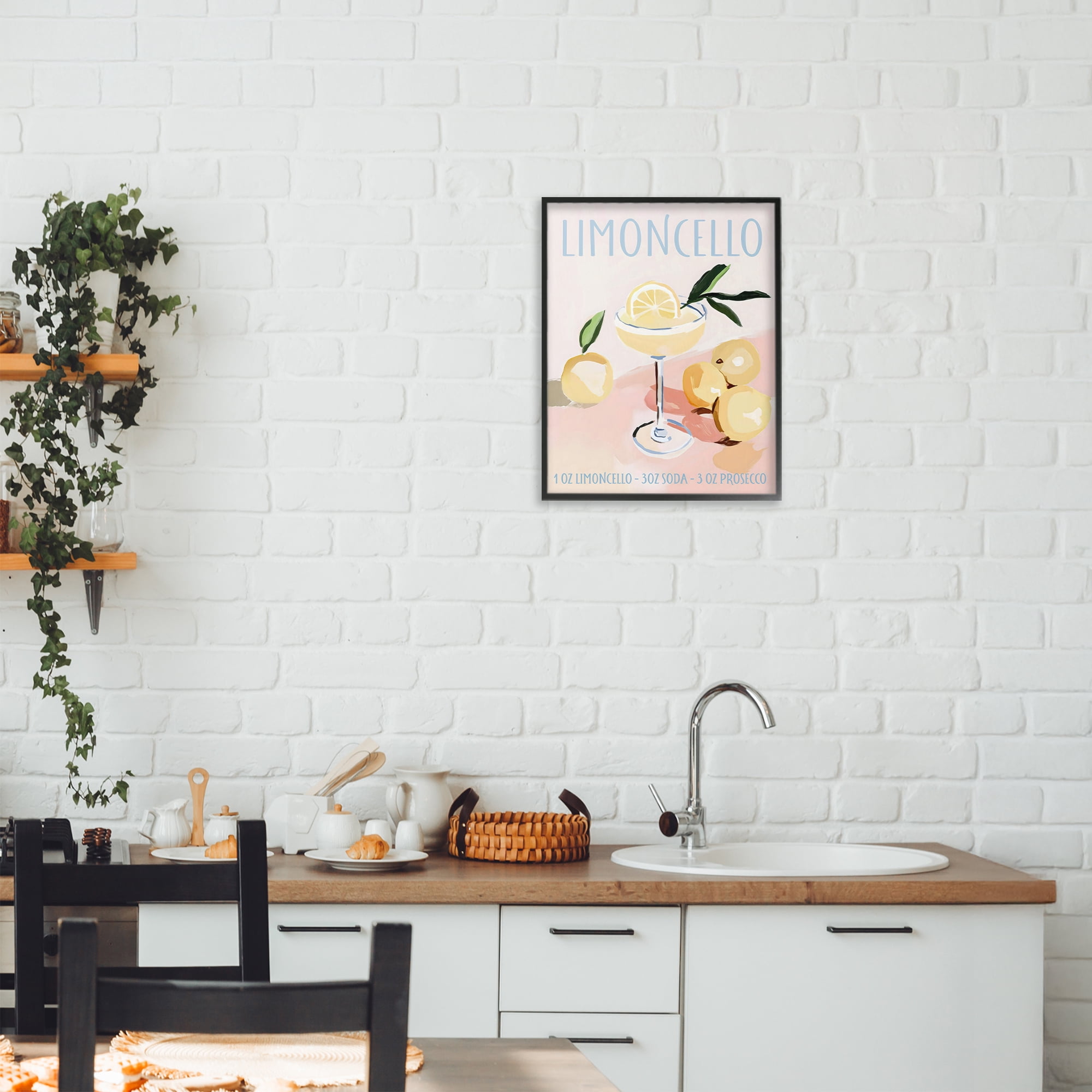 Stupell Industries Limoncello Summer Cocktail Black Framed Giclee Art, design by Sisi and Seb