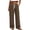 Brown, variant on Women's Waffle Knit Wide Leg Cargo Pants Elastic Drawstring Waist Loose Straight Casual Sweatpants with Pockets Workout Streetwear White