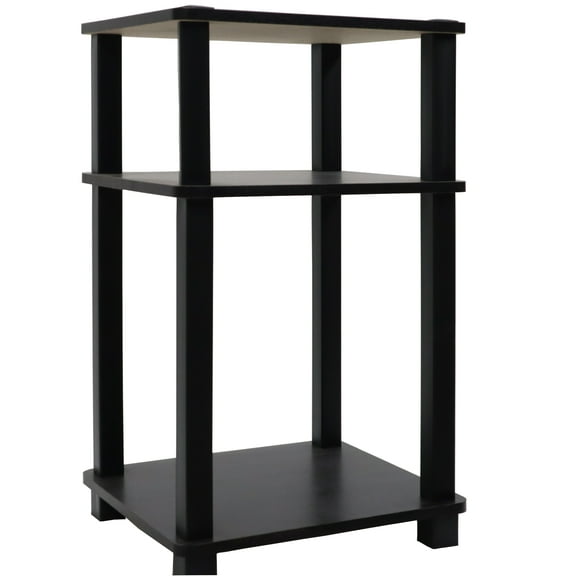 Redmon Three Tier Shelf/Side Square Table - Espresso Woodgrain Color