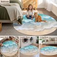 thumbnail image 6 of Summer Coastal Round Living Room Rugs 4 ft, Teal Beach Washable Area Rug with Non-Slip Sturdy Edge Binding Round Carpet for Entryway Kitchen Bedroom Bathroom, 6 of 9