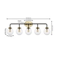 thumbnail image 3 of JONATHAN Y Caleb 38" 5-Light Contemporary Transitional Iron/Glass LED Vanity Light, Brass Gold/Black, 3 of 13