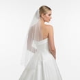 thumbnail image 3 of Wedding Veil Pearls and Crystals Beaded Edge 1 Tier Fingertip Length Bridal Veil, 3 of 6