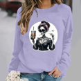 thumbnail image 2 of VKOYWKM Sweatshirts for Women Trendy Halloween Funny Print Pullover Long Sleeve Crew Neck Oversized Sweatshirts Fall Sweatshirt, 2 of 7