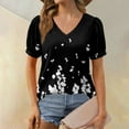 thumbnail image 2 of NAMTYQX T Shirts for Women Soft V Neck Casual Printed Loose Short Sleeve Plus Size Lightweight Trending Black Size M, 2 of 5