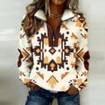thumbnail image 2 of Mujeres Manga Larga Tops Casual Colorblocked Semi-Zip Turn-Down Cuello Sudadera Chaqueta, Partido de Vacaciones Tops para las Mujeres Abrigo Elegante, 2 of 8