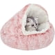thumbnail image 1 of Cama cueva para gatos para gatos de interior que se calman, cama para mascotas con capucha grande para gatos, gatitos, perros pequeños, cachorros, antiansiedad, nido cerrado de piel sintétic, 1 of 4