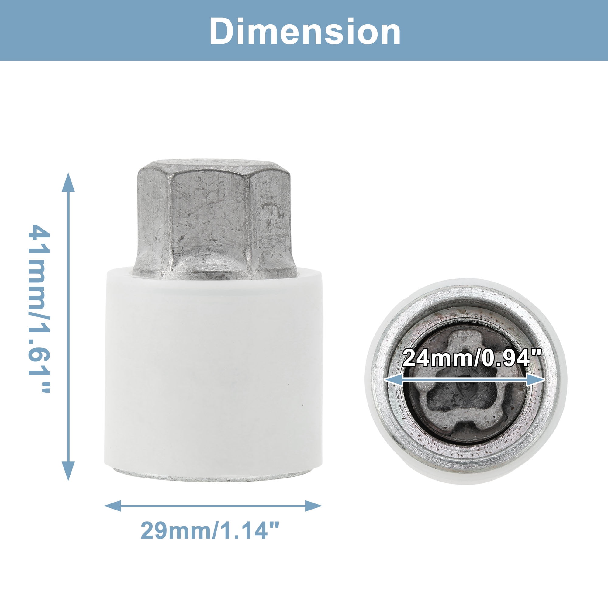 Unique Bargains Wheel Lock Lug Nut for Volkswagen Touareg Silver White