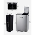 thumbnail image 7 of 2 x 8 Gallon Dual Compartment Trash Can, Slow Close Step Pedal Garbage Bin with Removable Buckets, White Stainless Steel Recycling Can for Kitchen Office - Silver, 7 of 7