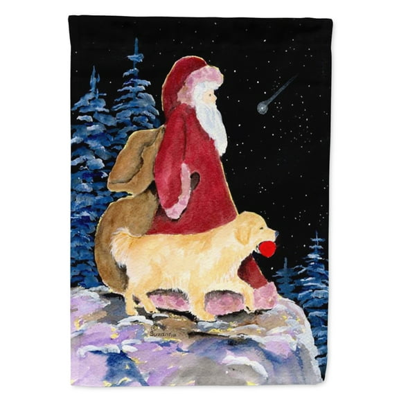 Caroline's Treasures SS8973GF Santa Claus with Golden Retriever Garden Flag, Garden Size, multicolor