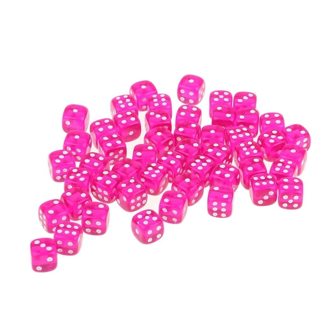 Juego de Dados de 6 caras Zulema 50 piezas colores translúcidos moteados Rosa