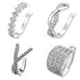 4pcs/set Cartilage Ear Clips,Geometric Rhinestone Cuffs Earring Jewelry