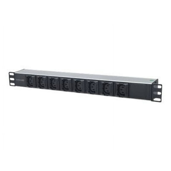 Intellinet Network Solutions 19 Inch 1U Rackmount Anti-Shedding Power Distribution Unit (PDU), 8 C13 Output, Removable Power Cable, Rear C14 Input