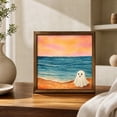 thumbnail image 5 of huayou Beach Sunset Ghost Framed Art, 7.87x7.87 inch, Halloween Wall Picture Ornament, Scenic Decor for Living Room, Tabletop Seasonal Layout, 5 of 7