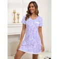 thumbnail image 2 of PinkBeautiM Womens Nightgown Printed Nightshirt Lace Trim Pajamas Dress with Pocket, 2 of 5