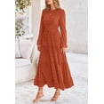thumbnail image 6 of Women's Fall Elegant Long Sleeve Maxi Dress Swiss Dot A Line Flowy Casual Holiday Party Going Out Dresses, 6 of 16