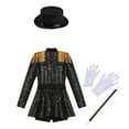 thumbnail image 4 of Doomiva Kids Girls Shiny Ringmaster Halloween Dancewear Sequins Tassel Cap Leotard Dress Cheer Leader Uniform Black-B 14, 4 of 6