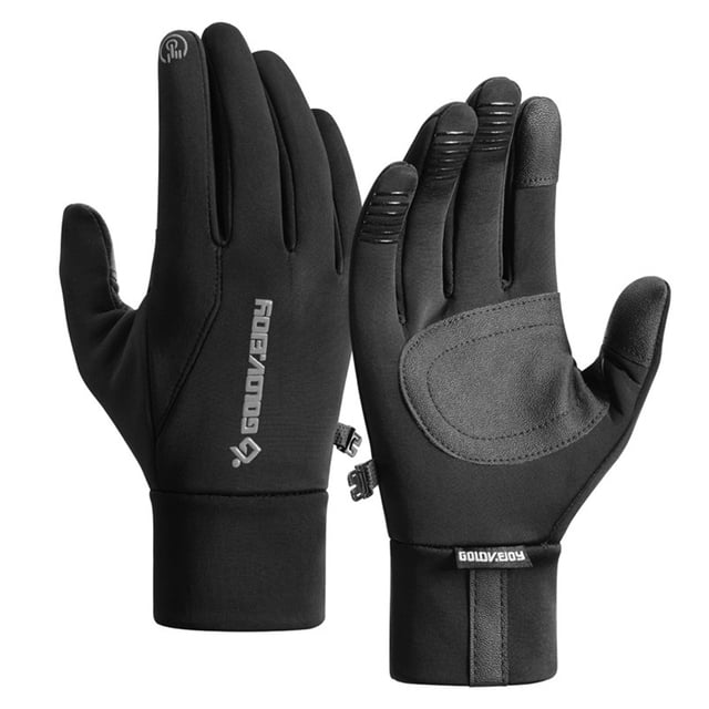 Likrtyny Guantes Ciclismo para Hombre Guantes Invierno Antideslizantes Fleece TouchScreen (Black XL)