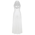 thumbnail image 4 of Alvivi Women's Turtleneck Sequined Overlay Tulle Maxi Skirt Ballet Dance Dress White Medium, 4 of 7