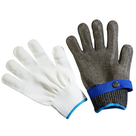 

Abastado 2Pcs Work Gloves Anti Cut Scratch Buckle Adjustable Safety Gloves for Hand 24.5cm / 9.6in Grey