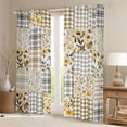 thumbnail image 2 of Erosebridal Floral Plaid Black Out Curtains for Girls, Orange Checkered Curtains Pack of 2 (42x63 Each), 2 of 6