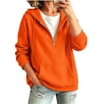 thumbnail image 6 of Lumtrix Womens Zip Up Hoodie Oversized Sweatshirt Soft Fleece Pullovers Comfy Sweatshirts with Pocket Orange XL, 6 of 10