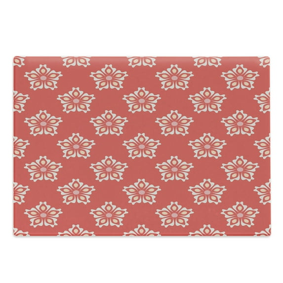 Coral Cutting Board, Abstract Tribal Mandala Pattern Various Female Girl Floral Victorian Shapes Art, Decorative Tempered Glass Cutting and Serving Board, Large Size, Dark Coral, by Ambesonne