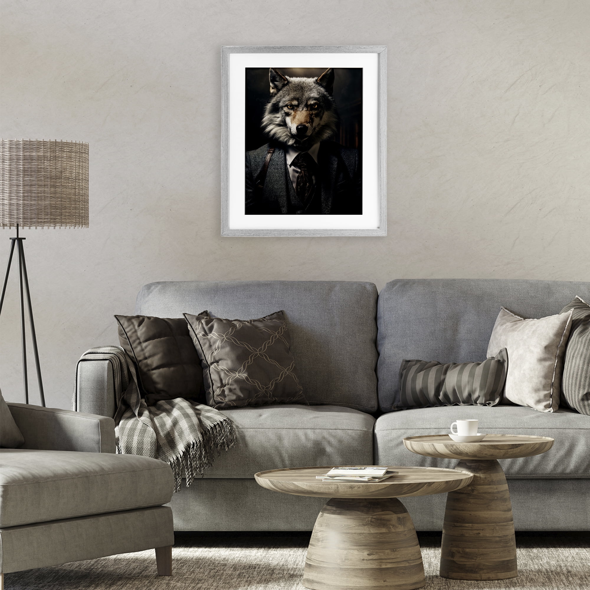 Stupell Industries Trendy Wall Street Wolf Gray Framed Print Under Glass, design by Ray Powers
