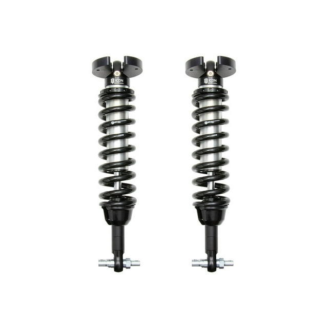 Icon Vehicle Dynamics Coil Over Shock Absorber 71605 Non Adjustable Valving; 1-1/2 To 3-1/2 Inch Lift; Pigtail Spring; Black/Silver; Without Remote Reservoir; Set Of 2