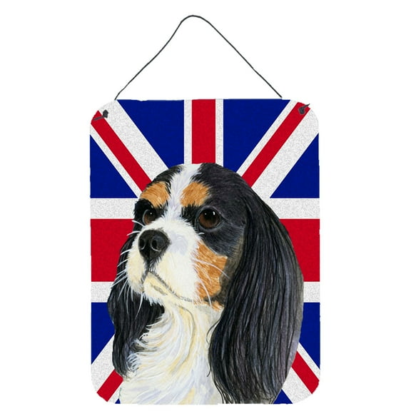 Carolines Treasures LH9476DS1216 Cavalier Spaniel with English Union Jack British Flag Wall or Door Hanging Prints