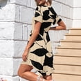 thumbnail image 6 of asdoklhq Emerald Green Dress for Women Summer Dress Casual V Neck Short Sleeve Drawstring Dresses with Pockets Khaki 2X, 6 of 8