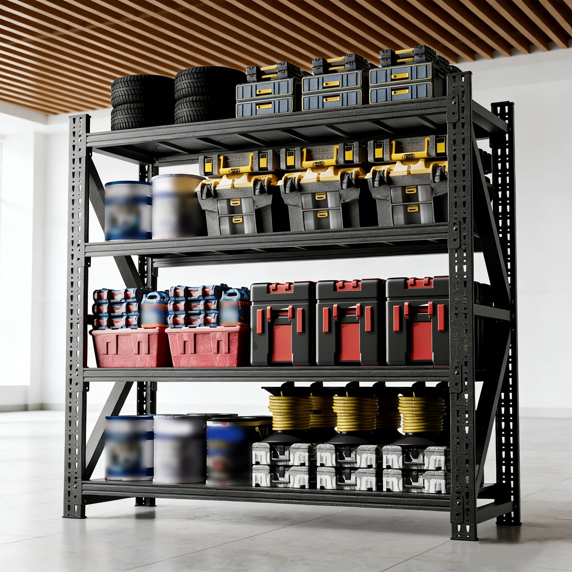 Xiweot 4-Tier Heavy Duty Metal Storage Shelving,5000lbs Capacity Adjustable Industrial Metal Shelving Unit,Freestanding Storage Rack for Garages,Warehouses,Pantry,71"W x 23.7"D x 69"H