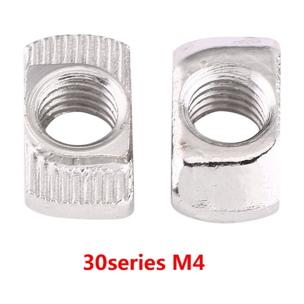 Tuerca de cabeza de martillo con ranura en T, de acero al carbono niquelado, para perfil de aluminio (EU30 M4*15,5*8)